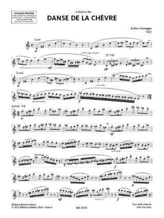 Danse de la chèvre - HONEGGER - Partition - Flûte traversière